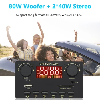 2*40W Amplificator Bluetooth 5.0 Car Audio USB TF Modul Radio FM MP3 Player WAV Decodor Bord 12V Suport Handsfree Înregistrare de Apel