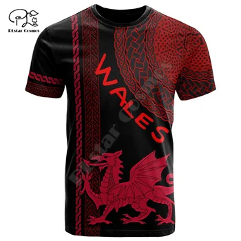 Tessffel Țară Emblema Steag țara Galilor Cymru Tatuaj Dragon 3DPrint Bărbați/Femei Casual de Vara Amuzant cu Maneci Scurte T-Shirt Streetwear A5