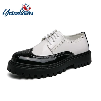 YEINSHAARS Nou Alb Negru Barbati Pantofi pentru Bărbați Clasice Platforma Pantofi Casual Barbati Piele PU Încălțăminte Joasă Glezna Barbati Pantofi de Designer