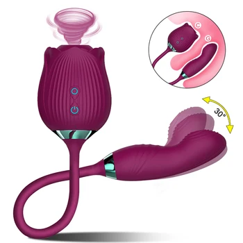 Rose Suge Vibratorul Pentru Femei Penis Artificial Deget Wiggling Vibratoare Fraier Oral Lins Pizde Stimularea Adult Jucărie De Sex Feminin