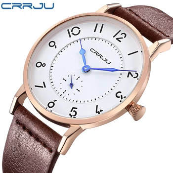 CRRJU Ceasuri de Lux Brand de Oameni Ultra Subtire din Piele Ceasuri Ceas Barbat Sport Cuarț Bărbați Impermeabil Casual, Ceasuri relogio