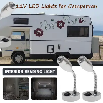 RV LED-uri Lumina de Citit 12V 3W Inteligent Estompat Gooseneck Flexibil Lampa de Perete pentru Motorhome Yacht Cabină cu Incarcator USB Port
