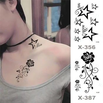 Moda Impermeabil Tatuaj Fals Tatuaj Temporar Autocolant Cross Star Scrisoare engleză Rose Body Art Tatuaj Fals Bărbați și Femei, Copii