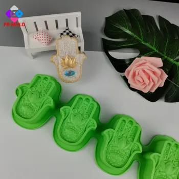 PRZY 4 Cavități HAMSA Lotus În Palma Silicon Săpun Mucegai Khamsah DIY Mucegai Silicon Pentru a Face Săpun de Mână De la Fatima Mascota Mucegai 5