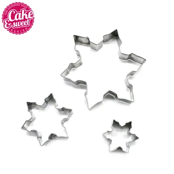 3pcs/set din Oțel Inoxidabil forma de fulg de nea Cookie Cutter Mucegai 3D produse de Patiserie Biscuiți Tort Fondant de Copt DIY Decorare 2