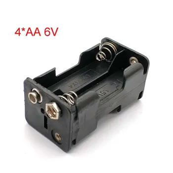De înaltă Calitate AA Suport Baterie de 6V pentru 4 X Baterii AA Plastic Negru Cutie de Depozitare Caz Straturi Duble cu 9V Conector