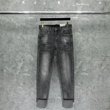 Retro Gri Blugi Barbati de Moda Casual Sec Brand de Sport de Înaltă Calitate Direct de Jeans Clasic Spălat Stil de Stradă la Modă pentru Bărbați Pantaloni