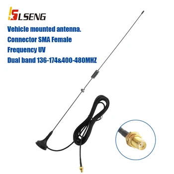 LSENG VHF UHF 144/430MHZ Magnetice montate pe Vehicule Baofeng Antena Auto UT-106 SMA-de sex Feminin pentru Baofeng UV-5R Walkie Talkie
