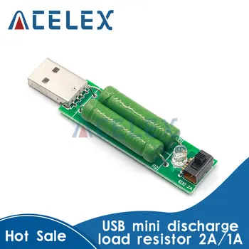 Port USB Mini Descărcare de gestiune Rezistor de Sarcină Digital Tensiune de Curent Metru Tester 2A/1A Cu Comutator 1A Led Verde / 2A Led Roșu