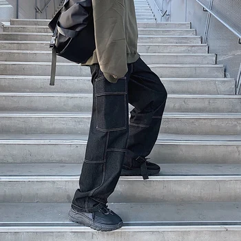 Noi Vrac Direct Largi Pantaloni din Denim pentru bărbați Blugi Largi Picior Mens 2022 Fashiong Hip Hop Streetwear blugi barbati casual skateboard pant