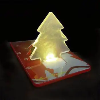 Mini LED Xmass Pom de Crăciun Forma LED Lampă de Buzunar, Pliere Portabil Led de Buzunar Portofel Card de Credit Lumină Merry Christmas Tree