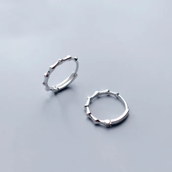 MloveAcc Real Argint 925 Etnice Bambus Geometrice Rotunde Hoop Cercei pentru Femei Partid Minimalist Moda Bijuterii 0