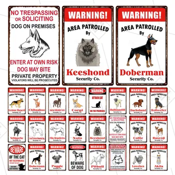 Akita Câine Corgi Rasa Metal Semn Feriți-Vă De Câine Semn De Avertizare Pet Shop Decor De Perete De Familie Doorplate Epocă Tin Placa
