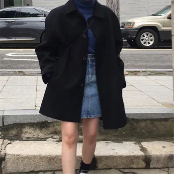 Primavara Toamna lână haina Single-breasted de sex feminin mediu-Lung coreene Noi, temperamentul femeilor populare articole de Îmbrăcăminte exterioară haină de lână Streetwear 2