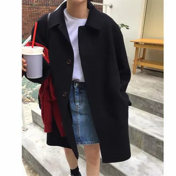 Primavara Toamna lână haina Single-breasted de sex feminin mediu-Lung coreene Noi, temperamentul femeilor populare articole de Îmbrăcăminte exterioară haină de lână Streetwear 4