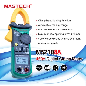 Mastech MS2108A Multimetru Digital ampermetric Auto gama AC 400A clește de Curent Contor de Frecvență Tensiune Capacitate Tester