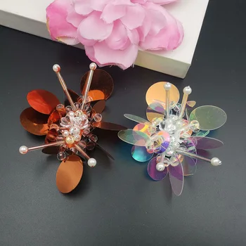 Haine DIY accesorii paiete flori patch-uri pentru haine handmade crystal pearl paiete, mare 3D cu margele de flori pânză patch