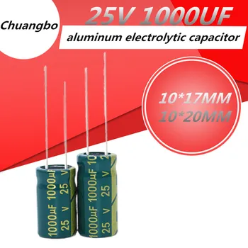 10buc-20buc 25V1000UF 25V 1000UF 10*17 10*20 low ESR/impedanță înaltă frecvență de aluminiu electrolitic condensator dimensiune