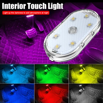 Magnetic Wireless Touch Lumina LED-uri Auto de Interior Lumina USB Reîncărcabilă Plafon Lumina de Citit pentru Usa de Picior Portbagaj Cutie de Depozitare