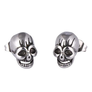 Din Oțel inoxidabil Punk Skull Cercei pentru Femei Barbati Cool de Culoare de Argint Bijuterii Hip-hop Stud Cercei Rock Skeleton Cercei PD0586
