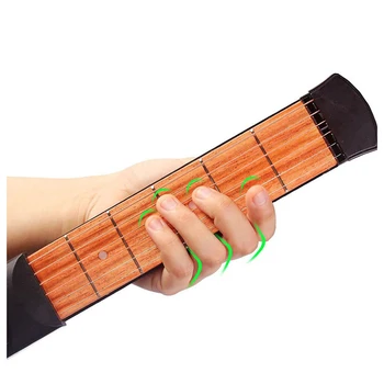 Buzunar Chitara Acustica Instrument De Practică 6 String Grif 6 Agita Coardă Antrenor Portabil Incepatori Iubitor De Chitara