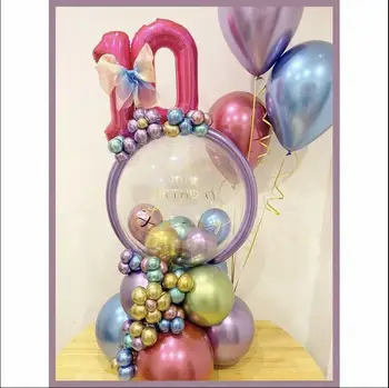 1set Transparent Globuri Clar Baloane Pentru Petrecere de Aniversare pentru Copii Heliu Bobo Balon cu Numărul Folie Ballon Copil de Dus Decor 3