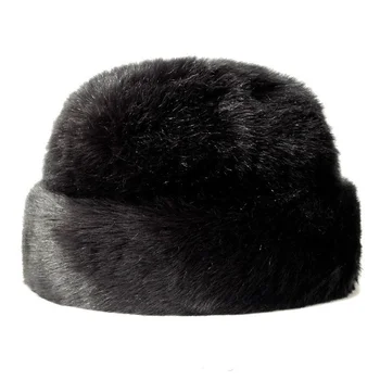 Bărbați Faux Blană De Nurcă Rusă Cazaci Caciula Ushanka Iarna Cald Pălărie Neagră