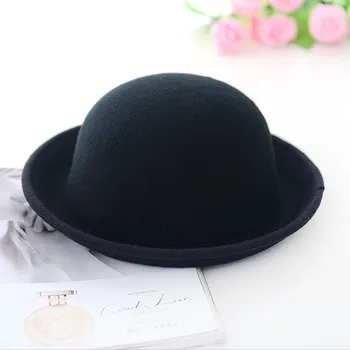 2020 Moda Cowboy Capac Pălărie Pentru Femei Fata De Epocă Lână Neagră Bowler Derby Pălărie Trilby De Moda Vogue Cupola De Lână Pălărie