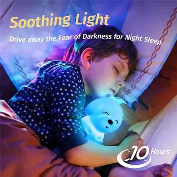 Drăguț Câine Lumina de Noapte LED Silicon Moale Touch Senzor Telecomanda Timer Reîncărcabilă 7 Culori Decor Dormitor Lampa de Copii Cadou 2