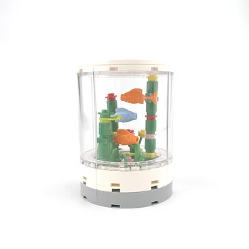 DIY Acvariu cilindric Accesorii Blocuri MOC colivie de Companie cutie Rezervor de Pește de Învățământ Compatibil Asambla Modelul Cărămizi 1