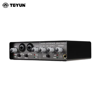 TEYUN Q-24 Profesionale Audio placa de Sunet cu Chitara Electrica Monitor Înregistrare de Difuzare în Direct pentru a Cânta Calculator PC Studio