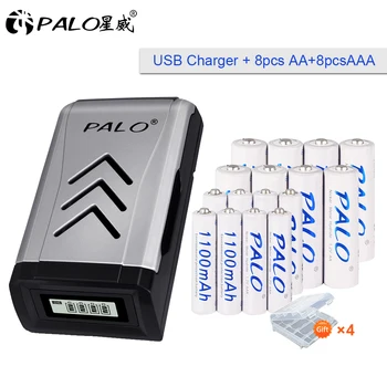 PALO Rapidă LCD display USB Smart AA AAA Încărcător de baterie pentru AA AAA C D Baterie Reîncărcabilă+1.2 V AA baterii reîncărcabile AAA