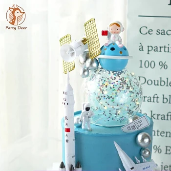 Copii Băiat Consumabile Partid Cupcakes De Decorare Set Hârtie Astronaut Rachete Happy Birthday Cake Topper Cadouri De Dragoste
