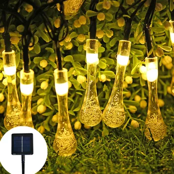 Solar LED picătură de Apă lumini de Vacanță Șir Lumina Impermeabil Fairy Garden Decor în aer liber Led Street Ghirlanda de Craciun Decoratiuni 1